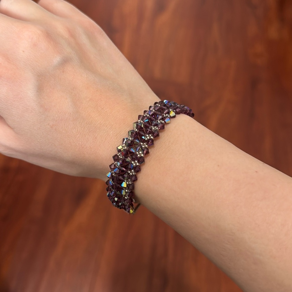 Handmade bracelet. Evenly sized beads and crystals. Sits beautifully on wrist.